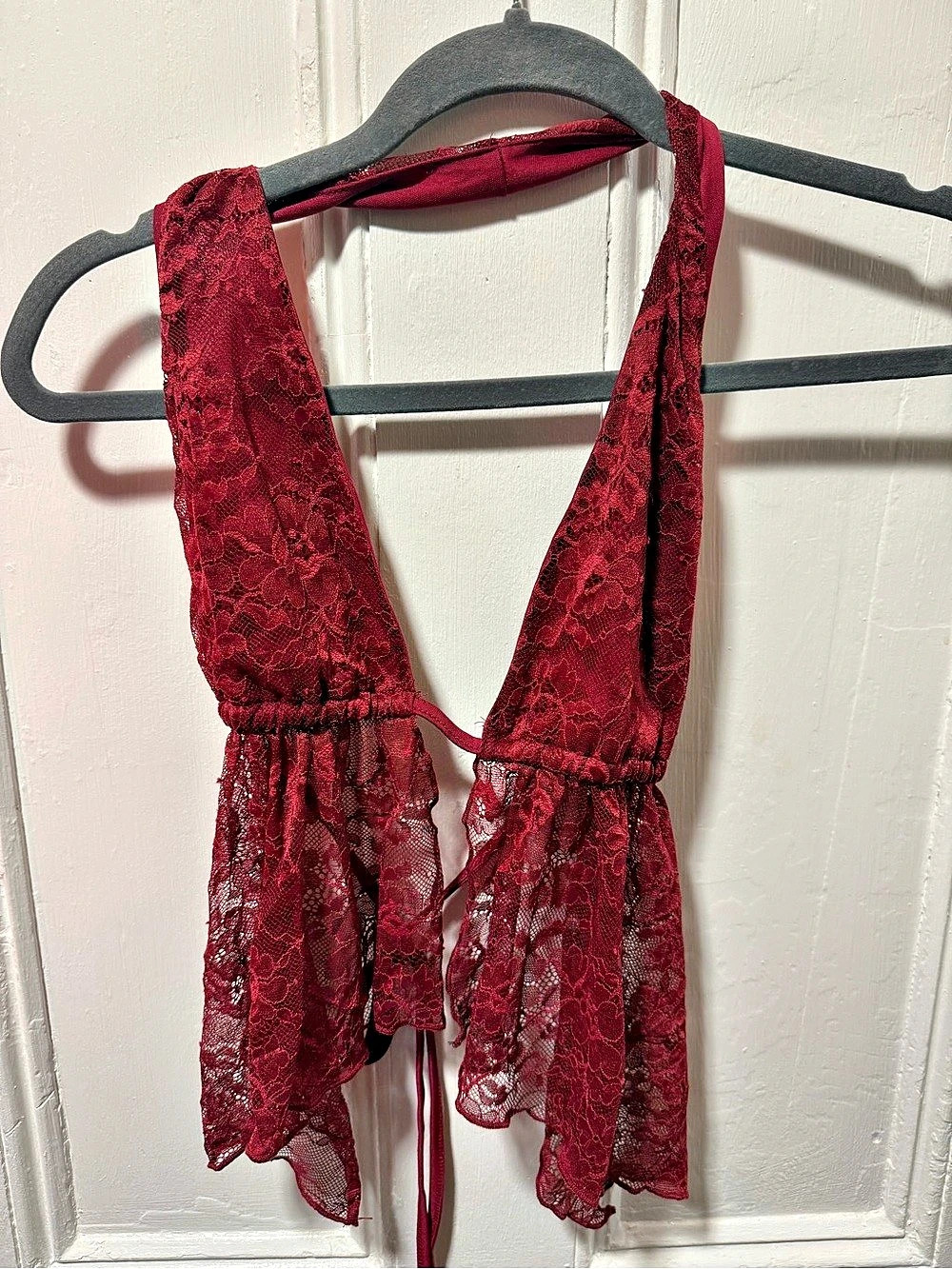 SHEIN Lace Backless Top in Red Size XS Like New